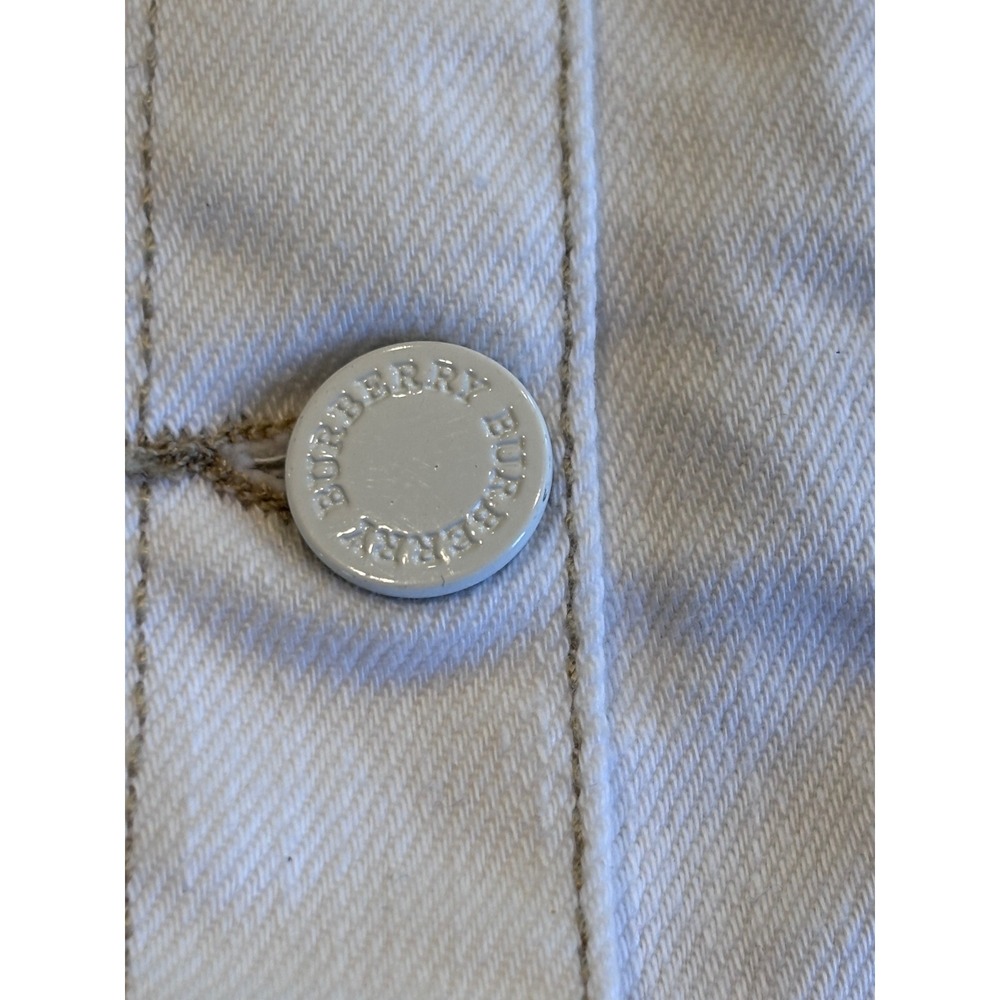 Burberry Kids White Denim Trucker Jacket 10Y 140 Classic Designer Logo Preppy - Picture 6 of 16